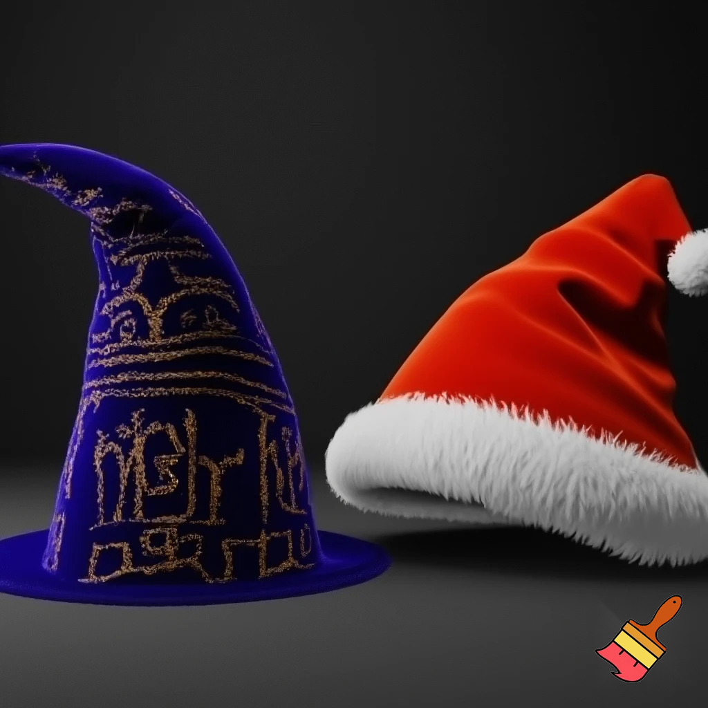 Christmas wizard hat written and velvet Santa Claus hat