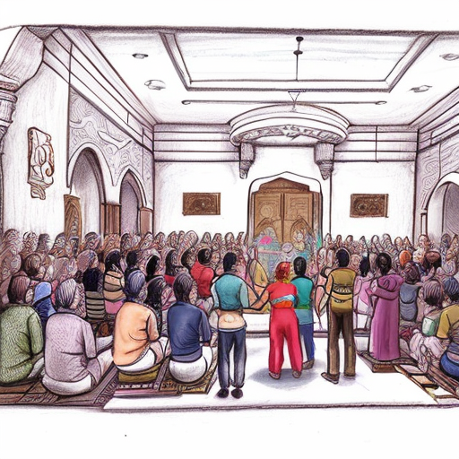 A heartwarming drawing of the people of Agrabah rallying around Princess Jasmine, with a focus on community and encouragement.