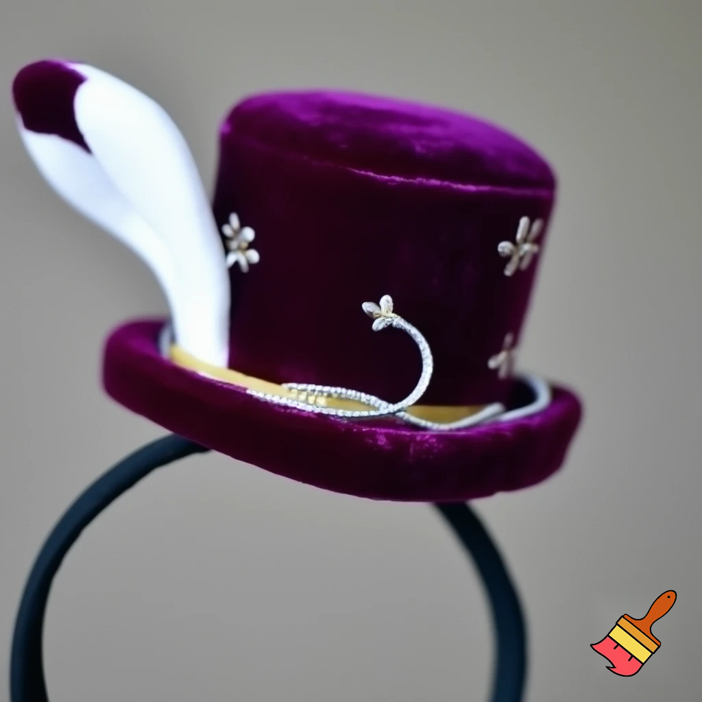 Easter bunny top hat headband, purple and white gold and silver top hat black purple dark purple
