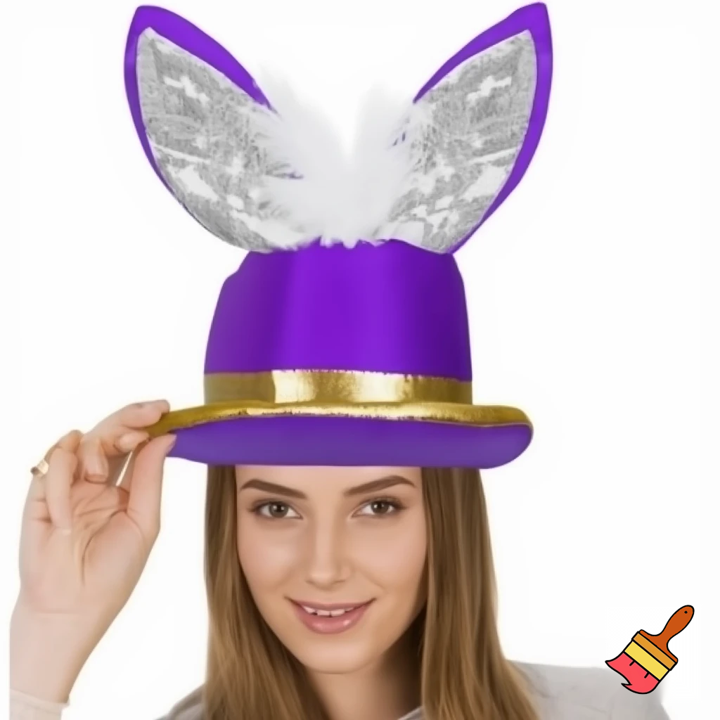 Easter bunny top hat headband, purple, white and gold and silver