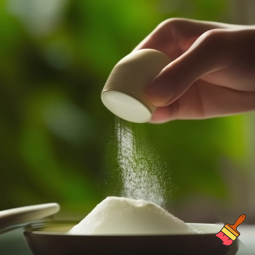 Cinematic close-up of a hand delicately pouring a scoop of colostrum powder from an elegant container. The backdrop features softly blurred greenery, establishing a tranquil ambiance. A gentle overhead light accentuates the powder's texture, emphasizing its purity. The camera gradually zooms in, capturing the intricate details of the powder as it flows into a bowl, evoking a sense of health and vitality. Soft ambient music enhances the serene mood.