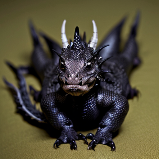 baby black dragon with white eyes