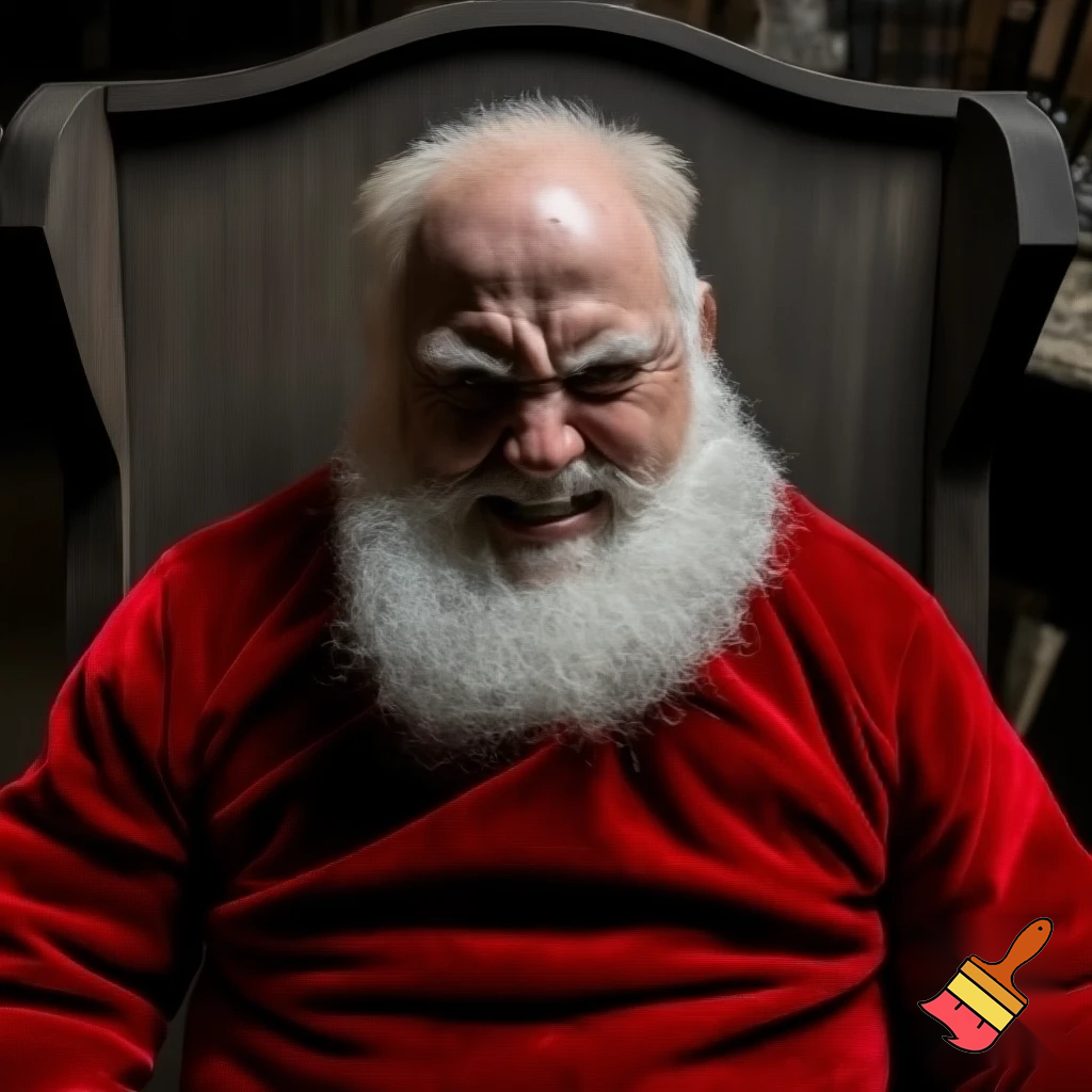 Santa Claus, a chair angry Santa of the angry Santa Claus