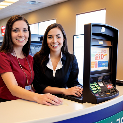 a bank teller and an atm 