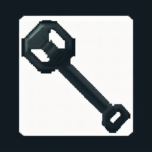 pixel art icon of a big wrench on dark background