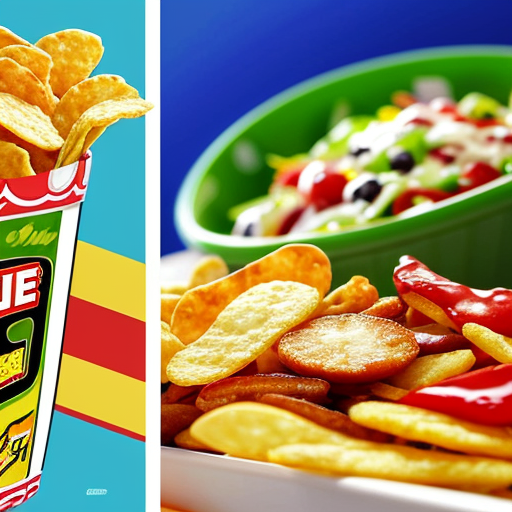 create a poster for food stall "chips-salad , lemonade" both are different food items i want them to be differt pics in one image 