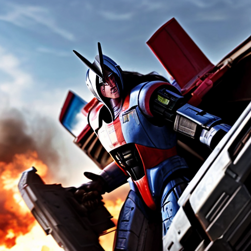 A Injured Starscream getting protected by megatron 