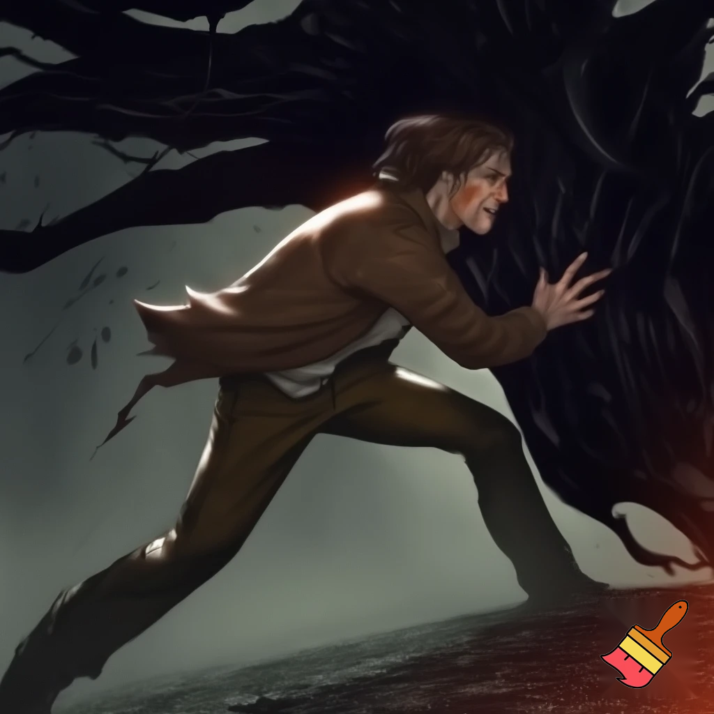 white dude in brown jacket, brown pants and with brown hair fighting the great darkness
