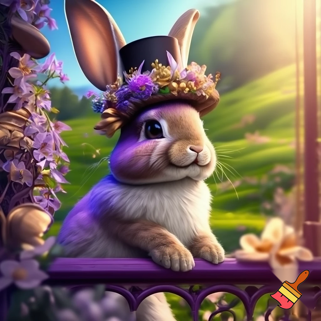 Easter bunny top hat, Easter balcony headband, purple and gold