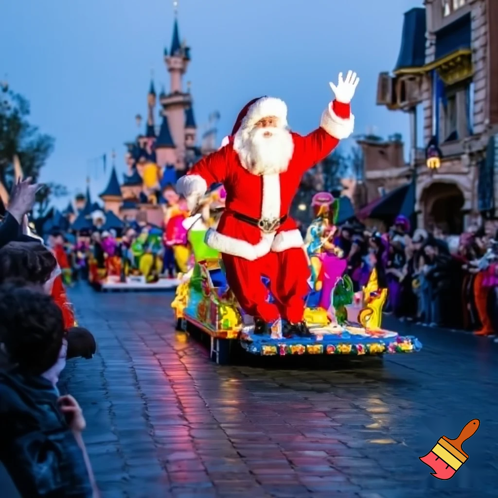 Santa Claus Paris in Disneyland parade real people