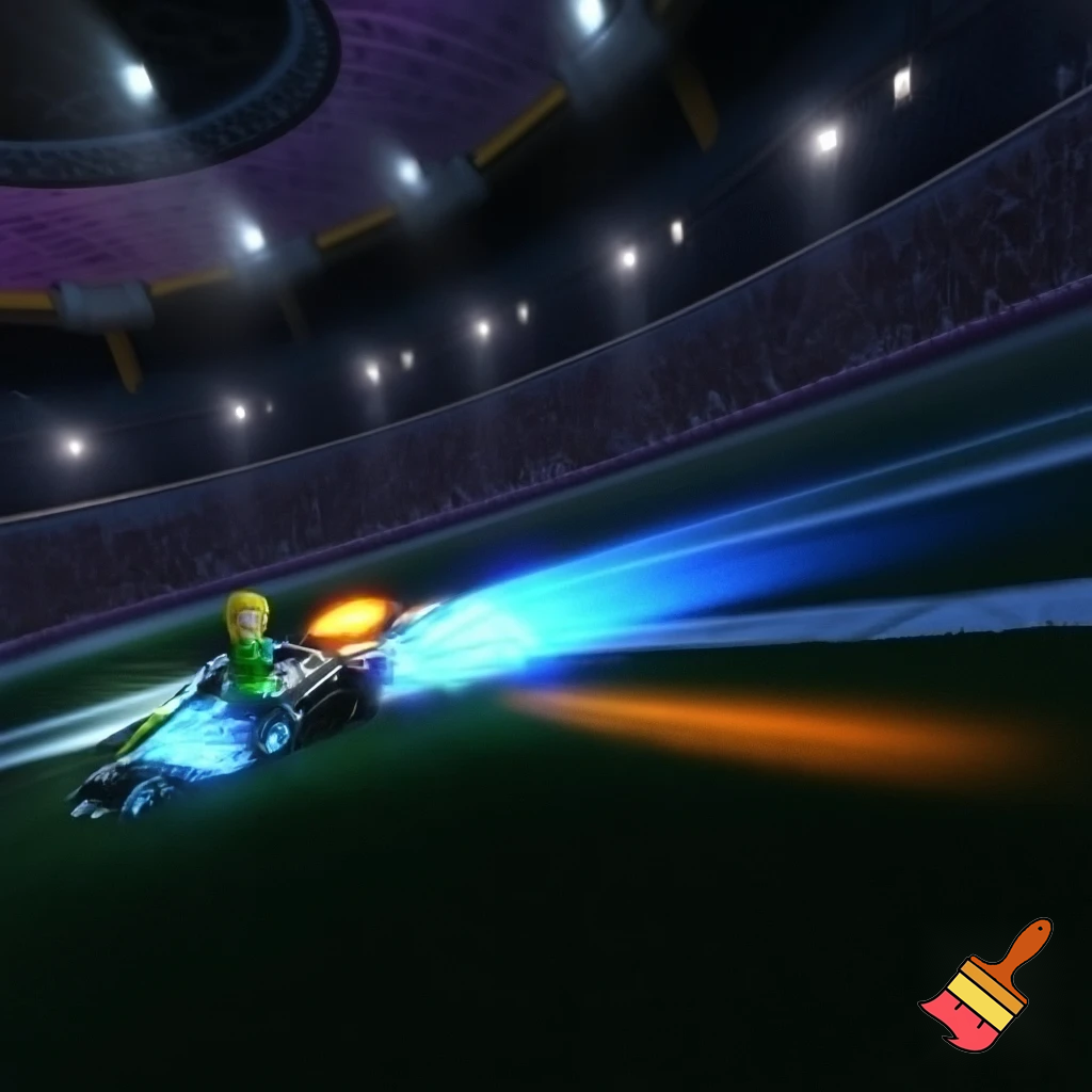 make a image of Zelda and Rocket League merging with cool efects