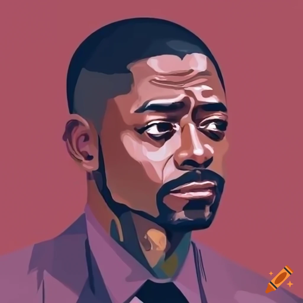 Dulé Hill in a modern simple illustration style using the Pantone Spring 2023 Fashion color palette