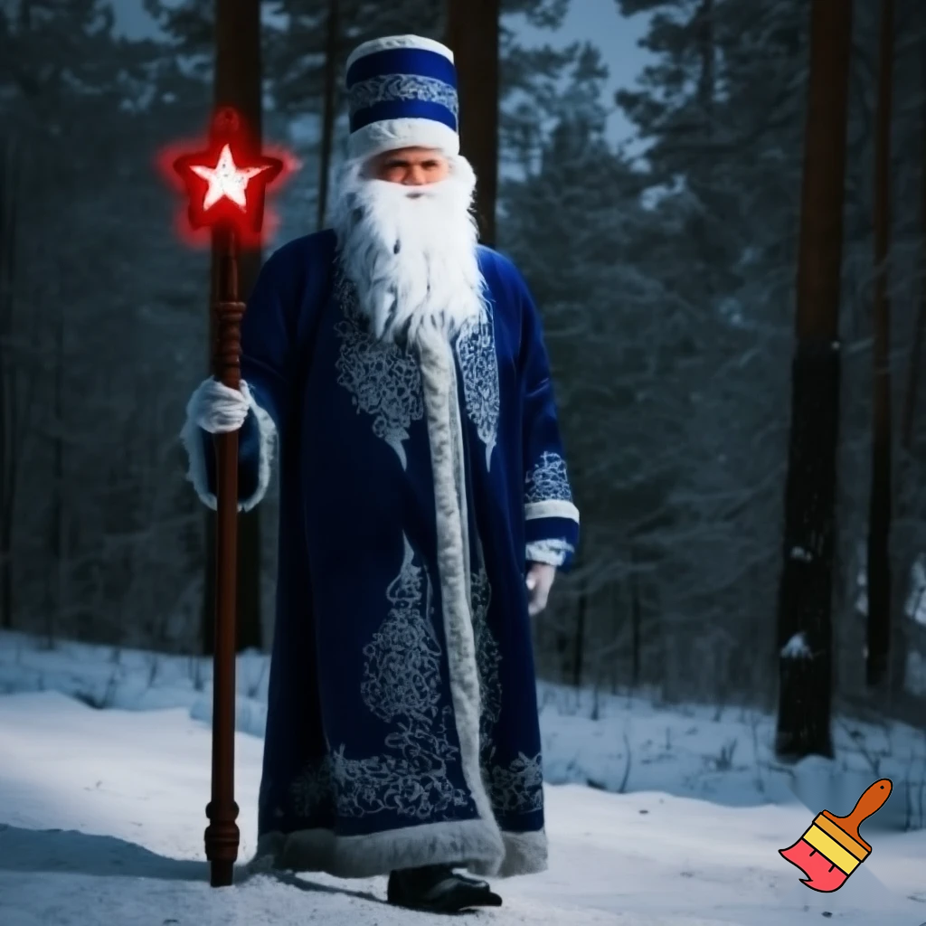 Russian Santa Claus walking stick with a star Santa Claus the real Santa Claus