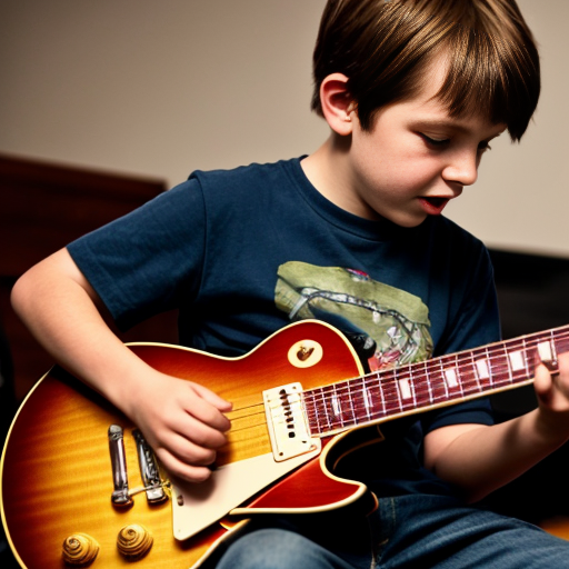 A Kid Plays A Gibson Les Paul