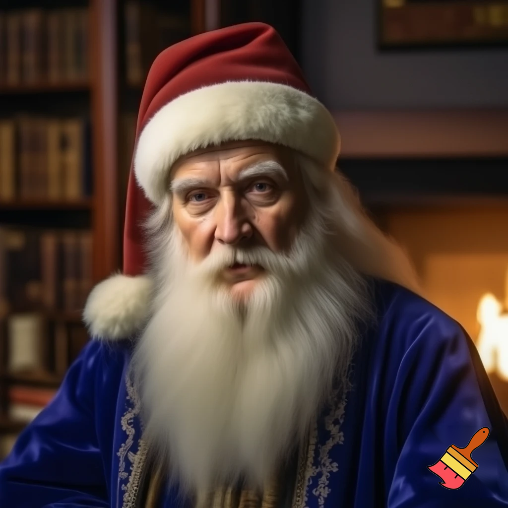 Woo wizard has Christmas hat