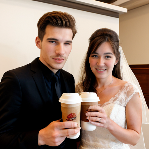 Goretzka drink coffee and Vanessa drink coffee at the wedding 