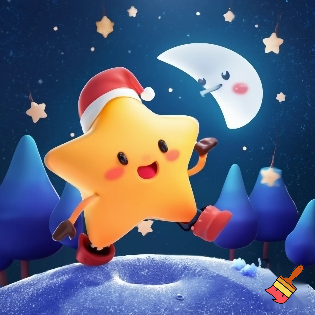 Star and moon christmas cartoon