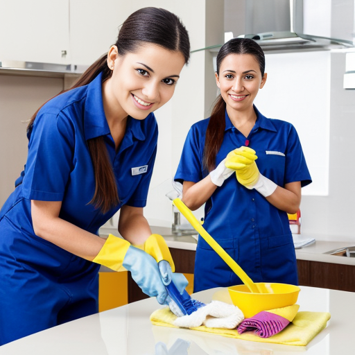 make a image ,  
name West Mohora Cleaning & Hospitality services , add Arabic name also, add cleaning tools and cleaning lady's 