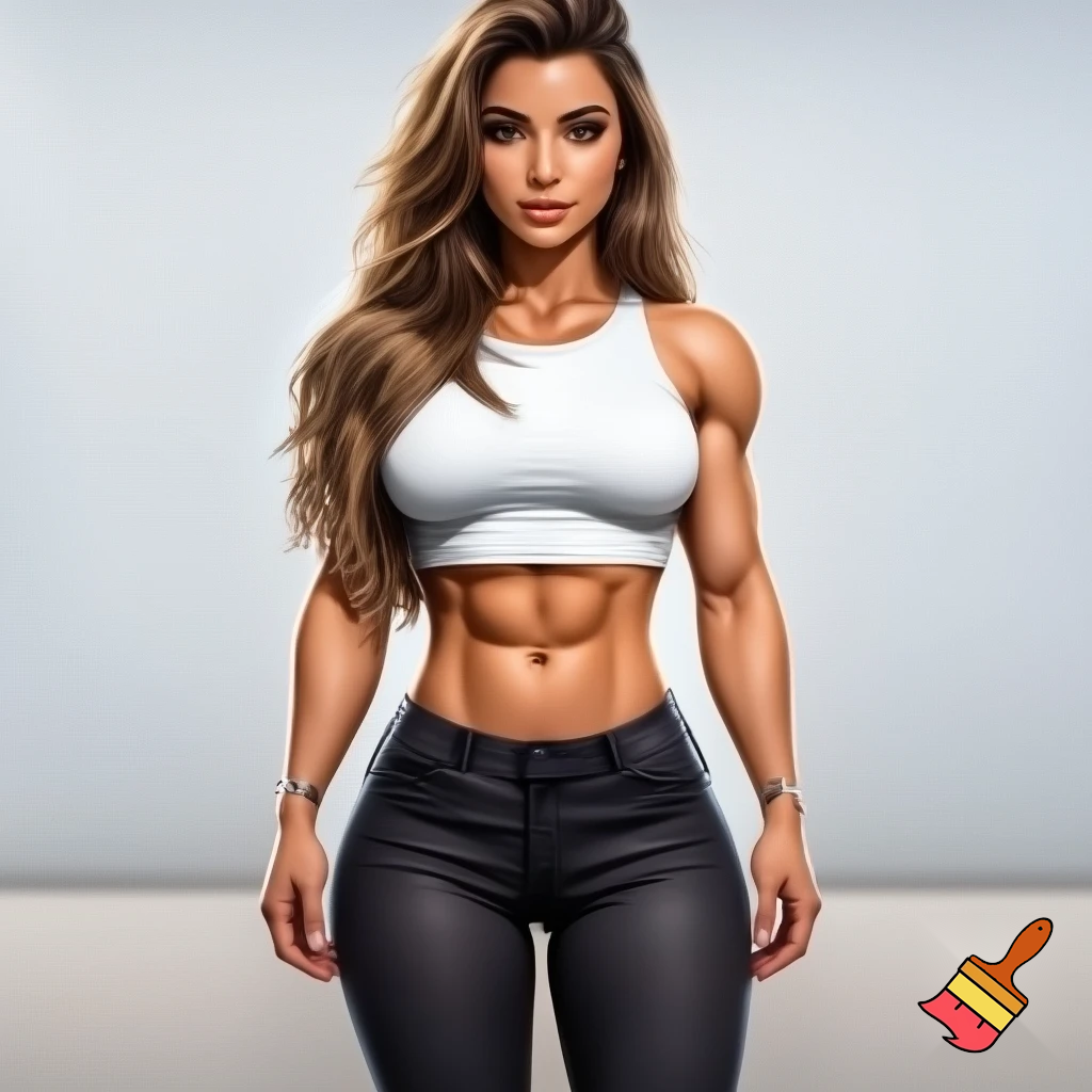 fullbody picture of a 22 year old women with darkblonde long hair, haselnut brown eyes. athletic body, small breasts. white croptop and black jeans
