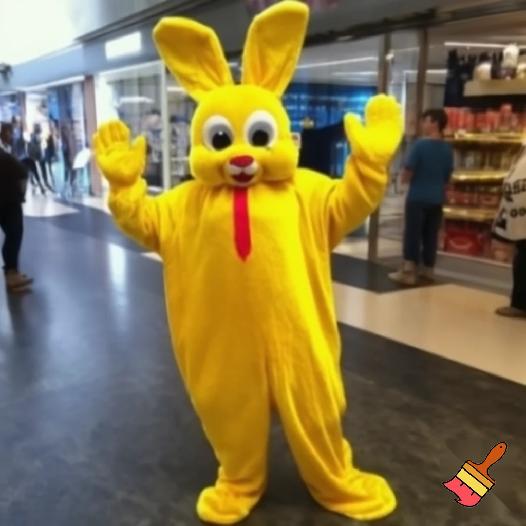 Easter bunny mascot costume shopping Centre top hat