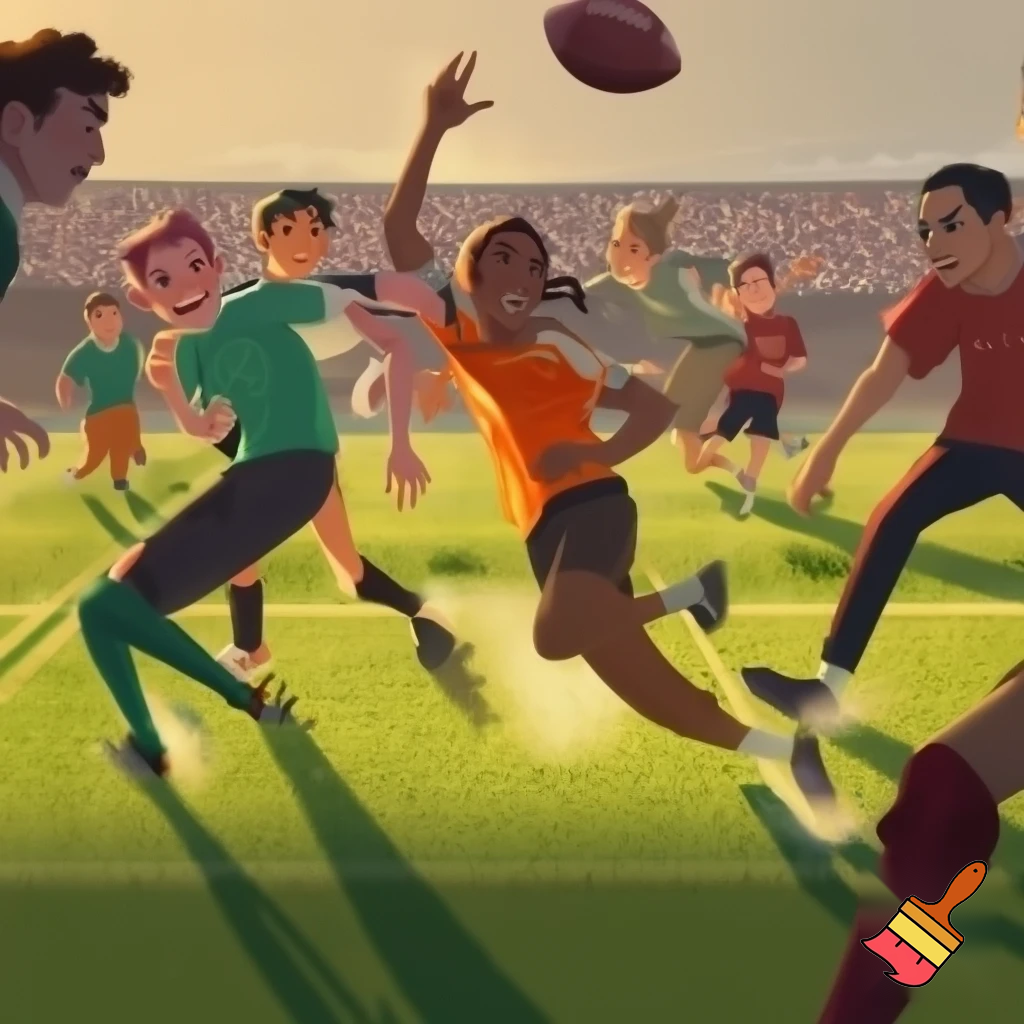 students playing football
