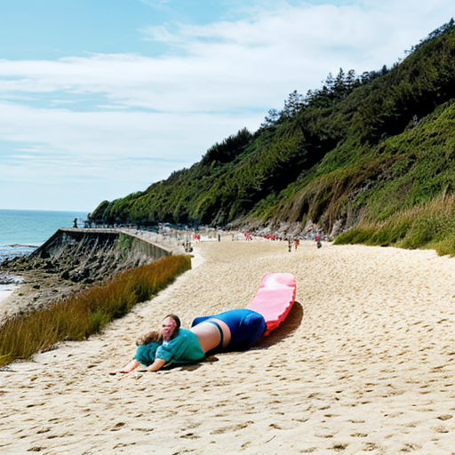 Giant beach rolling down the hill