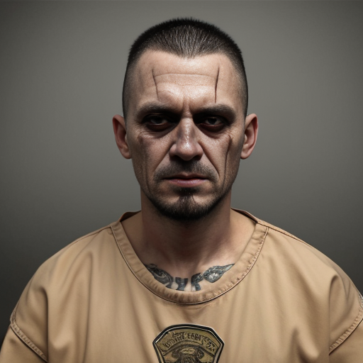  rat, evil, sinister, wearing prison outfit, mugshot style, no human