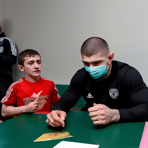 generate me a picture of Khabib sending sped kids to dagestan