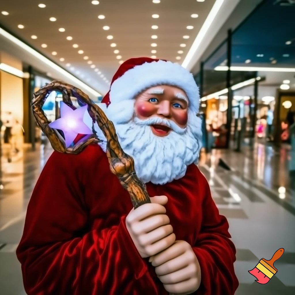 Santa Claus magic walking stick staff Russia shopping Centre Australia shopping immune in a star