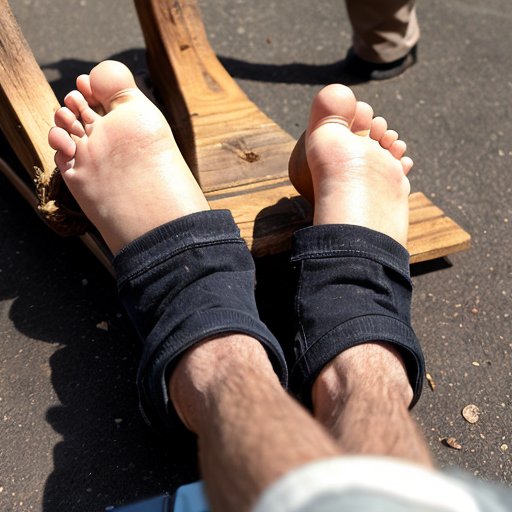 A 22-year-old Turkish boy with chubby build is lying on his back on dry asphalt. His legs are raised high vertically toward the sky. A long thick wooden rod is placed horizontally under his bare ankles, and his ankles are tightly bound to the rod with rough rope twisted around the wood and ankles. Two men from the sides holding the wood rod up.

The camera is positioned a few meters away at a slightly elevated angle, looking down at the scene. The soles of his bare feet are clearly facing toward the camera, fully visible and prominent. One of the men is holding a long thin whip. 

The boy is fully clothed and have school uniform on except for his bare feet. His face shows pain and crying. Harsh natural daylight with strong sunlight and hard shadows, dusty atmosphere, gritty realism. Clear view of the school courtyard. Highly detailed realistic foot soles facing the camera, natural skin texture and dirt on feet, 8k photorealistic, documentary photography. Very important: make sure there is only one wooden rod and one pair of feet. Make sure the men are holding the wooden rod up under the boy's ankles. Make sure the feet are correctly tied to the wood up high without any space between. Make sure the feet are paired and completely close together. Make sure in behind there are lines of school boys and a school principle with a microphone.