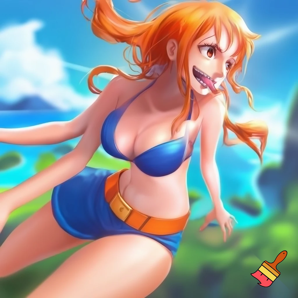 Nami from one piece with tounge out