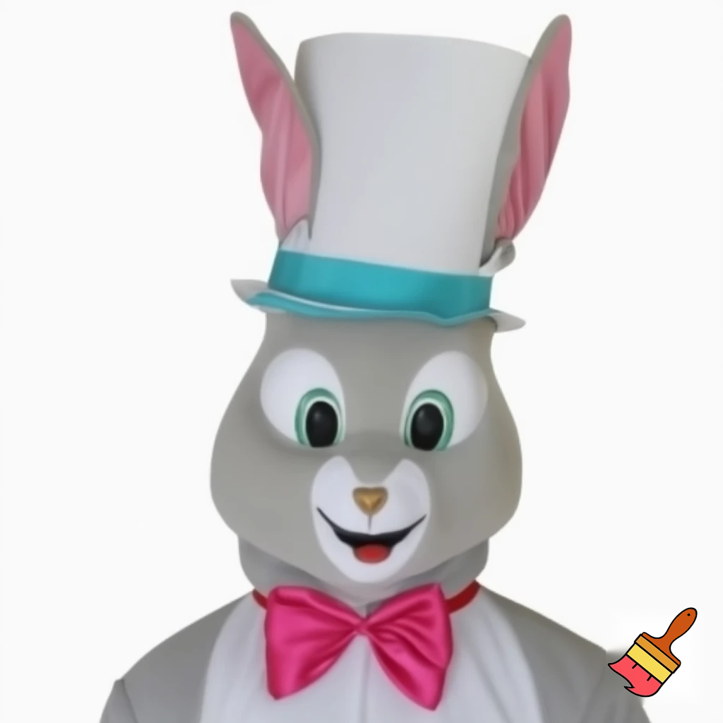 Easter bunny mascot top hat costume with a