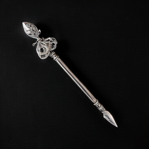 silver and white mystical wand on a solid black background