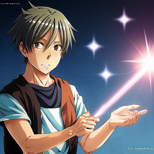 Can you make an anime boy named shooting a light beam? magic.