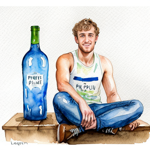 logan paul sitting on a giant prime bottle