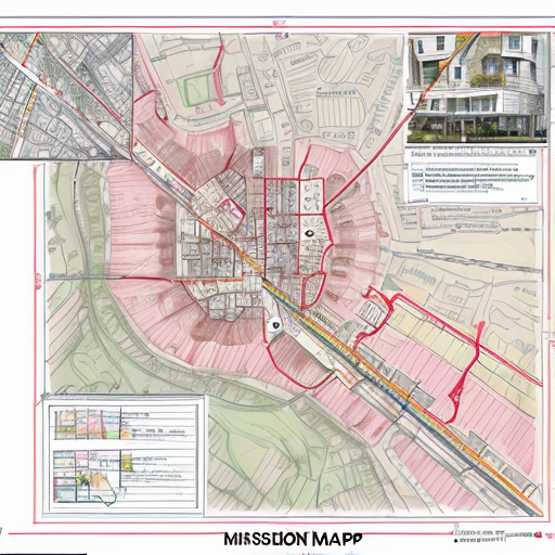 Make me a sketch map of 76 mission road 1-2km distance around the house 