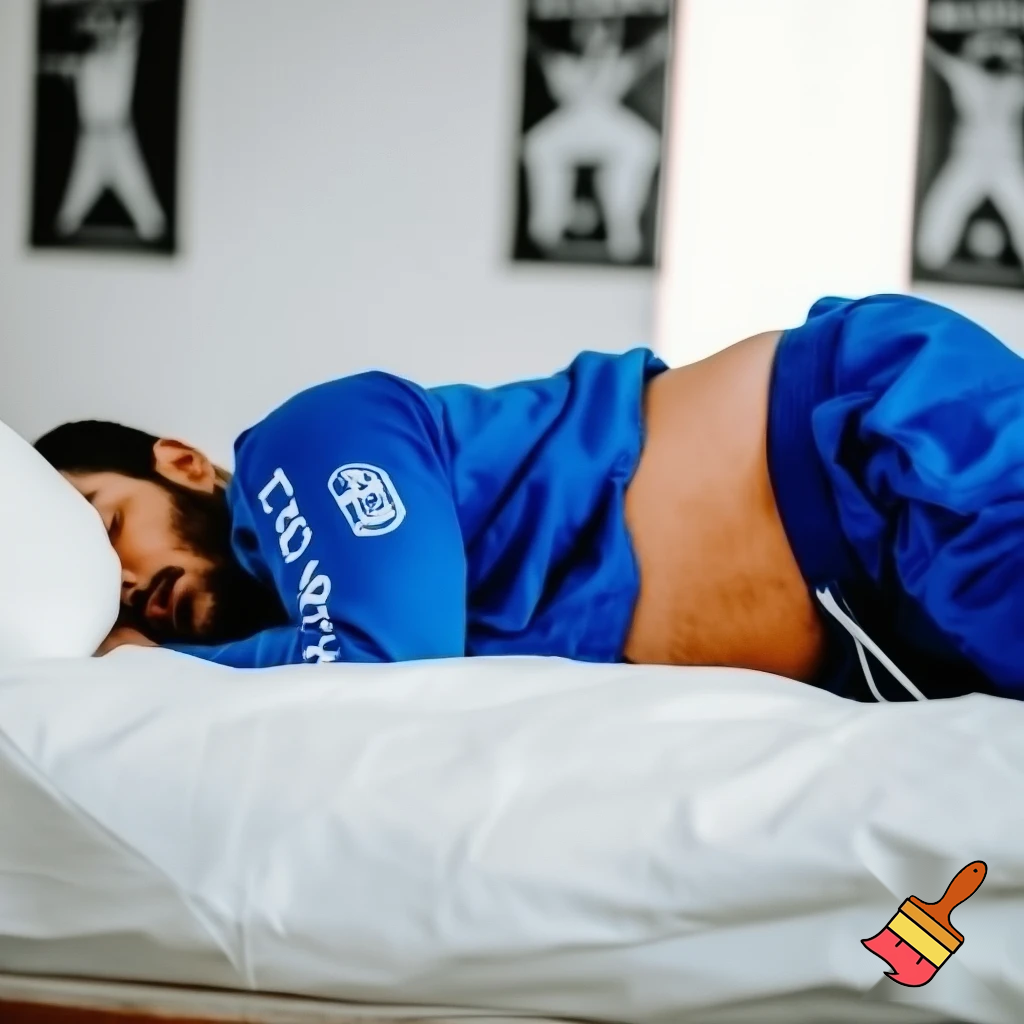 Just dance coach sleeps on the bed