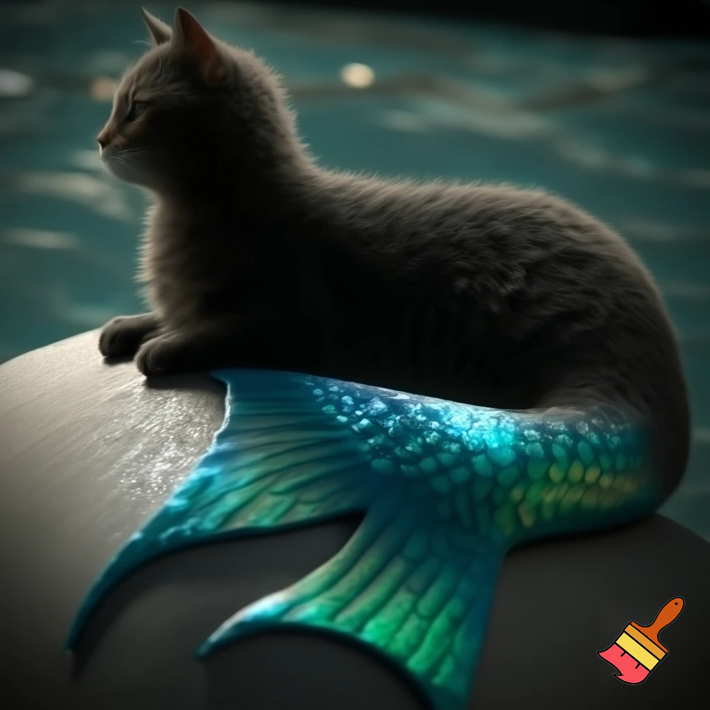 A cat with and mermaids tail