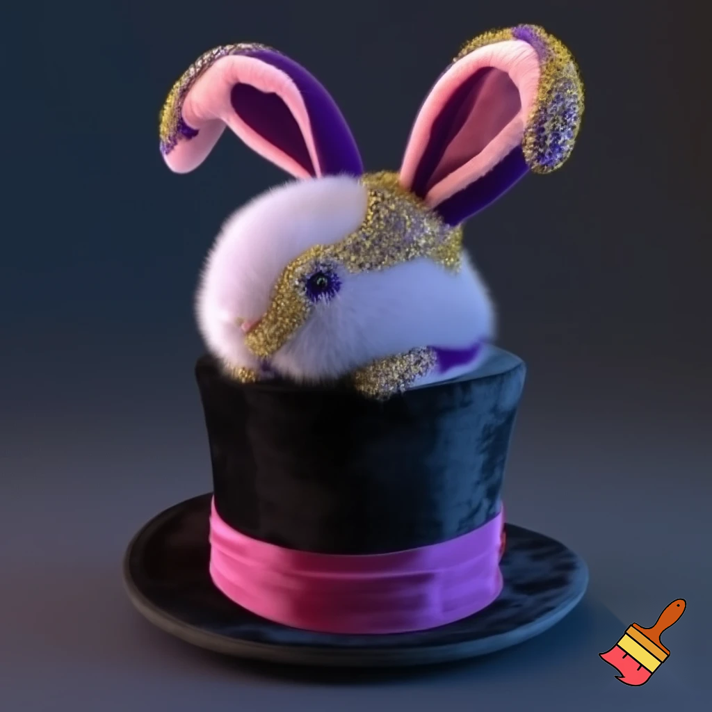 Old top hat velvet dark black golden purple white and purple bunny ears and velvet pink and purple top hat velvet