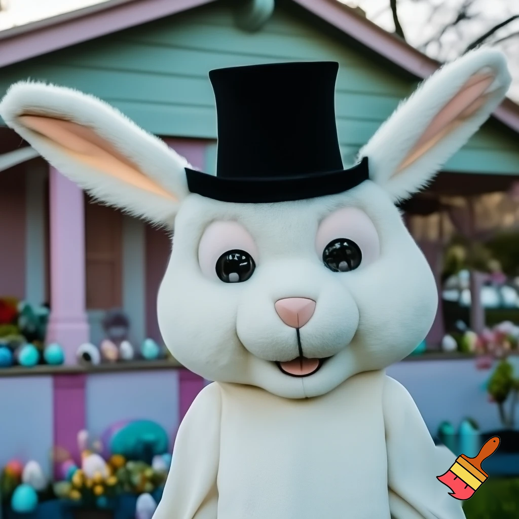Easter bunny mascot costume top hat Easter only sells house