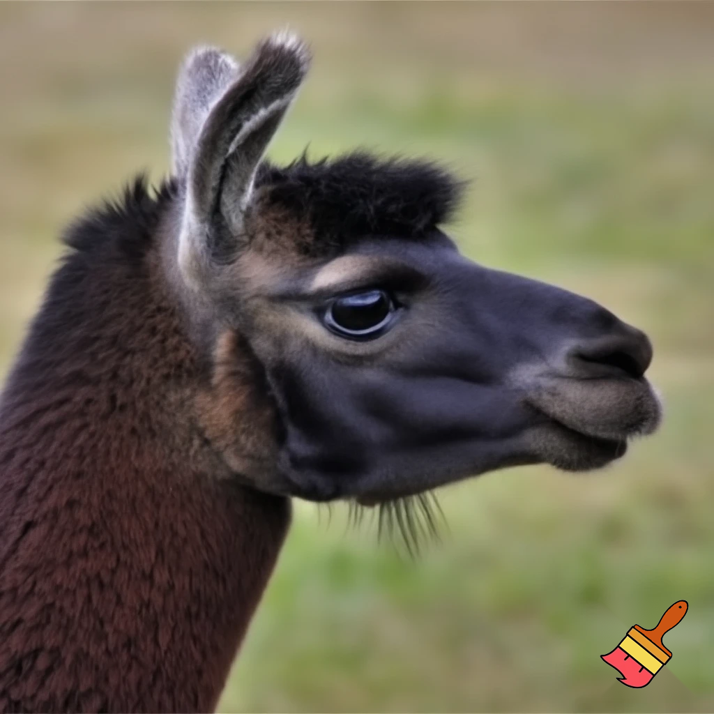 A hybird real life llama + girffe + hawk + moose forset back mountain on