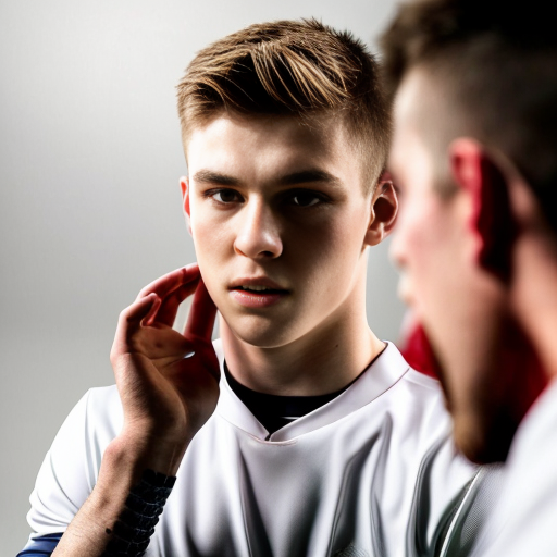  русский мальчик целует белые 🩲 футболиста.  чеченский футболист стоит  боком рядом в кроссовках и белых 🩲, руки на голове мальчика 