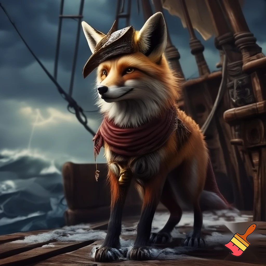Fantasi realistisk pirat ræv på fire ben