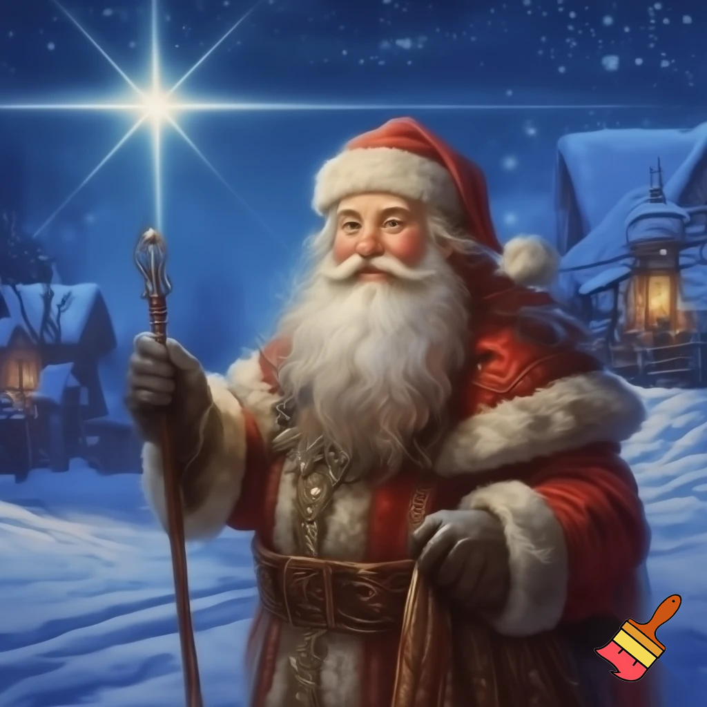 Santa Claus Russians walking stick star