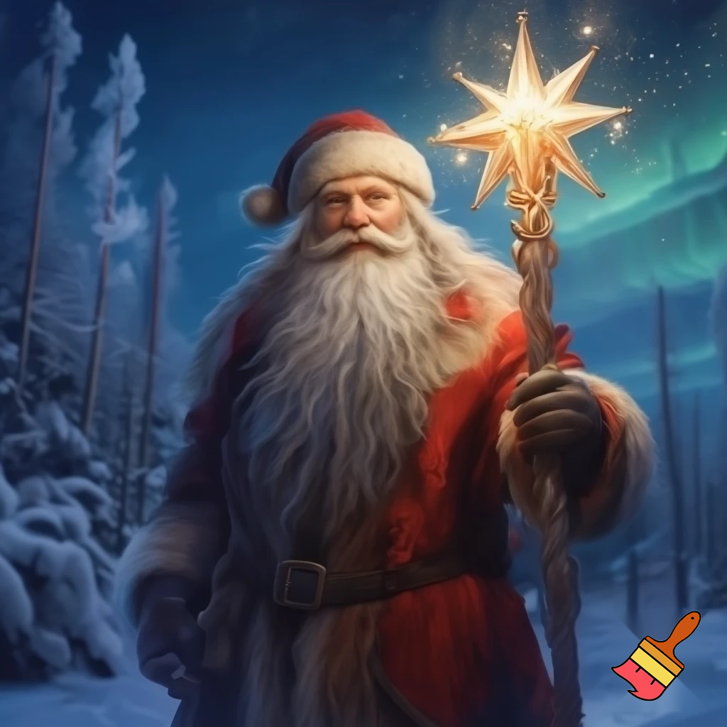 Russian walking stick Santa Claus star