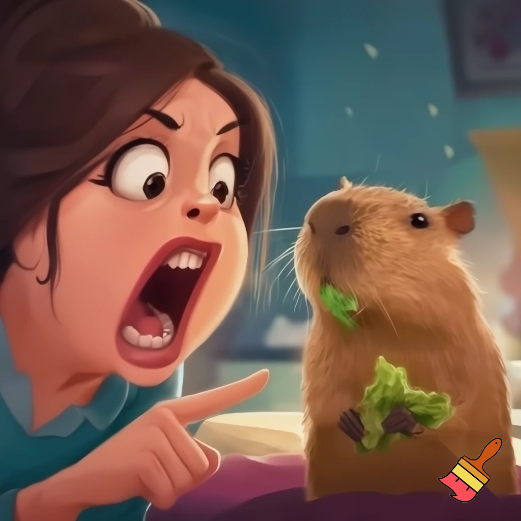 a mom shouting at her capybara
