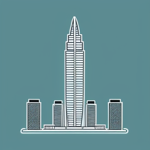 Neon animated blue skyscraper 