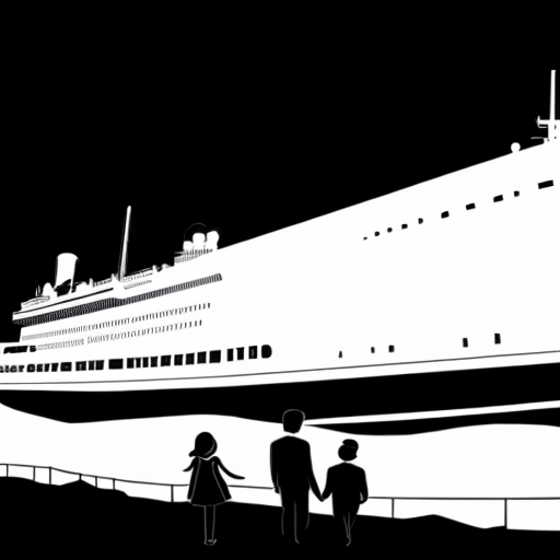 vintage barbie , her husband , children ,and baby on the deck of the titanic