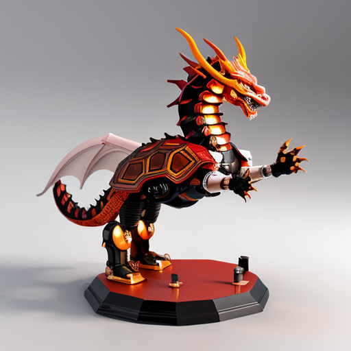 Chinese mythology mecha toy, combination of five divine beasts: dragon, turtle, tiger, phoenix, qilin. Glossy PVC plastic机甲 figure, shiny reflective surface, mechanical details, joints, armor plates, bright studio lighting, isolated white background, 3d render, product photography, highly detailed.