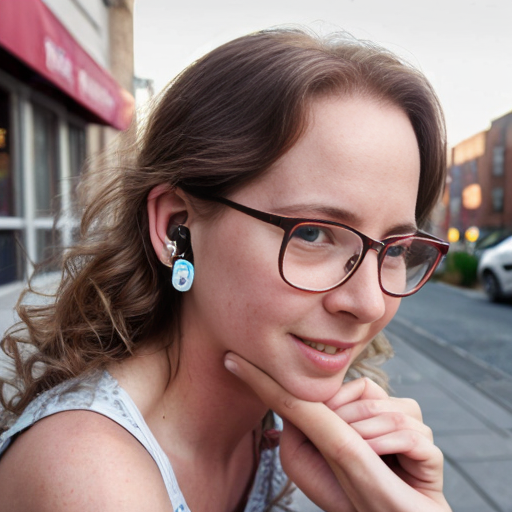 Cute adorable niña Chilindrina y con Elizabeth Perkins glasses con hair lazo curly con verano casual formal elegante sensual sexy con aparatos auditivos audífonos sordera con close up whispering touching ear each other secrets con paséo con ciudad 14